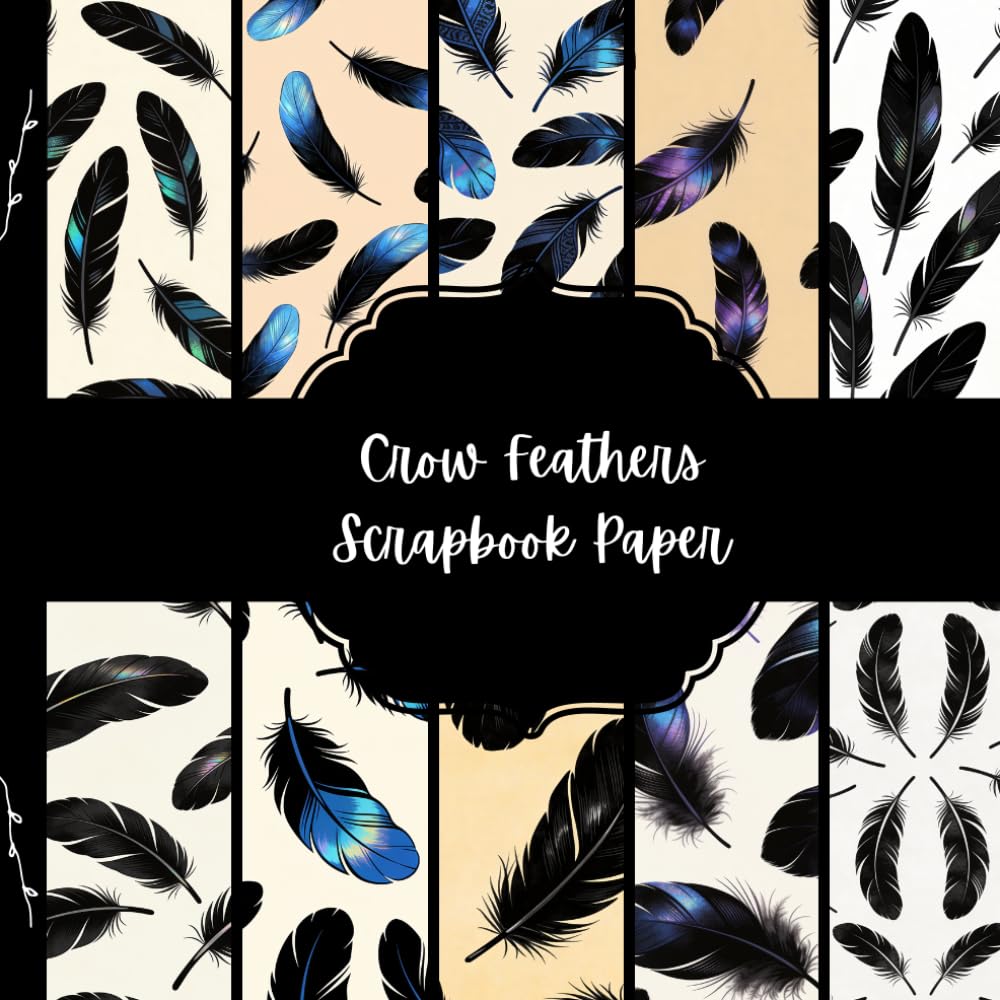 Crow Fethers Scrapbook Paper, Bird Junk Journal Paper, Animal Decorative Paper, DIY Projects, Origami, Collage Sheets, Decoupage Paper, 10 Designs, Double Sided baixar livro de graça