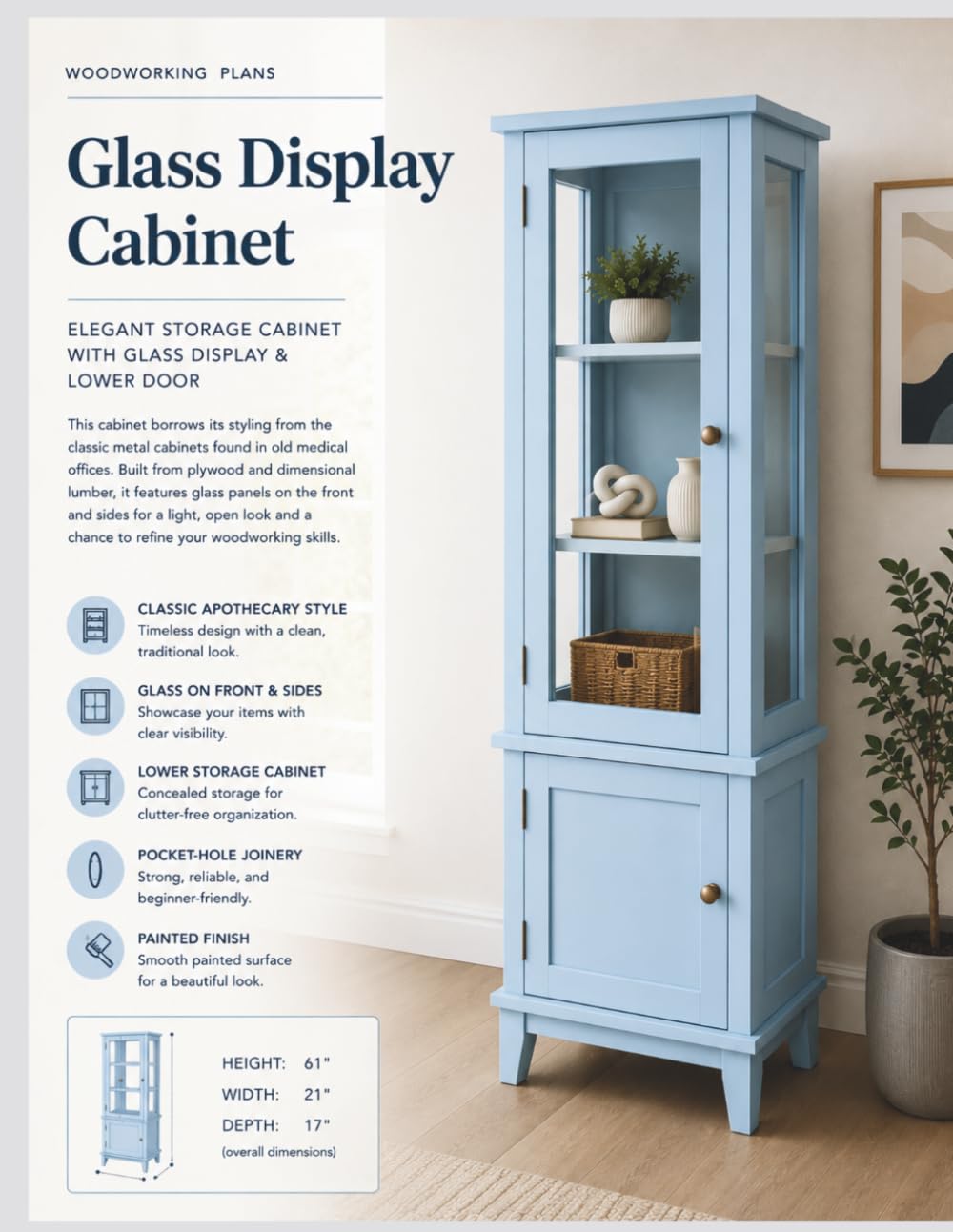 Glass Display Cabinet Woodworking Plans: Step-by-Step DIY Apothecary Cabinet with Glass Doors, Cut List, Dimensions, Materials & Assembly Guide baixar livro de graça