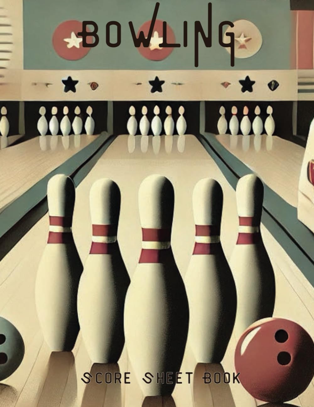 Vintage Bowling Score Sheet Notebook – 8x11 | Track Daily Scores, Splits, and Training Insights for Up to 4 Players | 100 Pages with Personalized 'Belongs To' Page