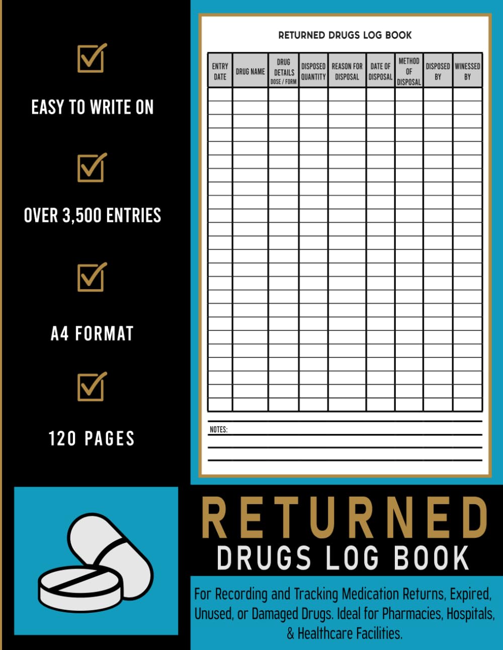 Returned Drugs Log Book: Record and Track Medication Returns | Expired, Unused, or Damaged Drugs | Ideal for Pharmacies, Hospitals, Nursing Homes, and Healthcare Facilities. baixar livro de graça