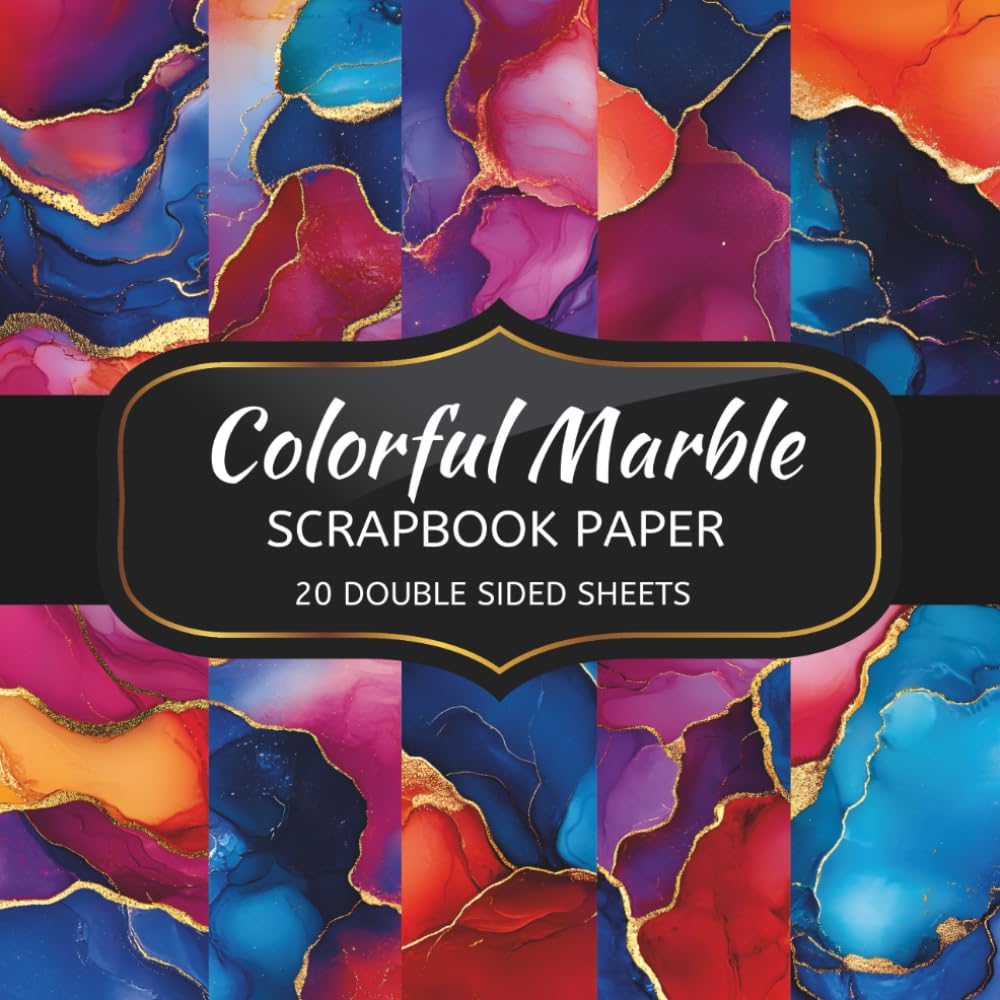 ler totalmente Colorful Marble Scrapbook Paper: 20 Sheets Double Sided Color, Decoupage, Junk Journal & DIY Projects, Decorative Craft Paper Pad for Scrapbooking
