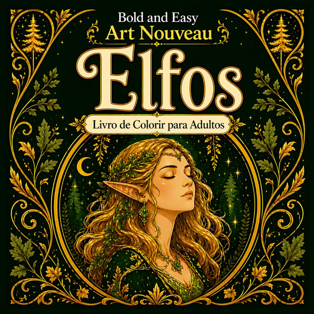 ler totalmente Bold and Easy Elfos Art Nouveau: Livro de Colorir para Adultos com Criaturas da Floresta, Figuras Elegantes e Designs Naturais (Portuguese Edition)