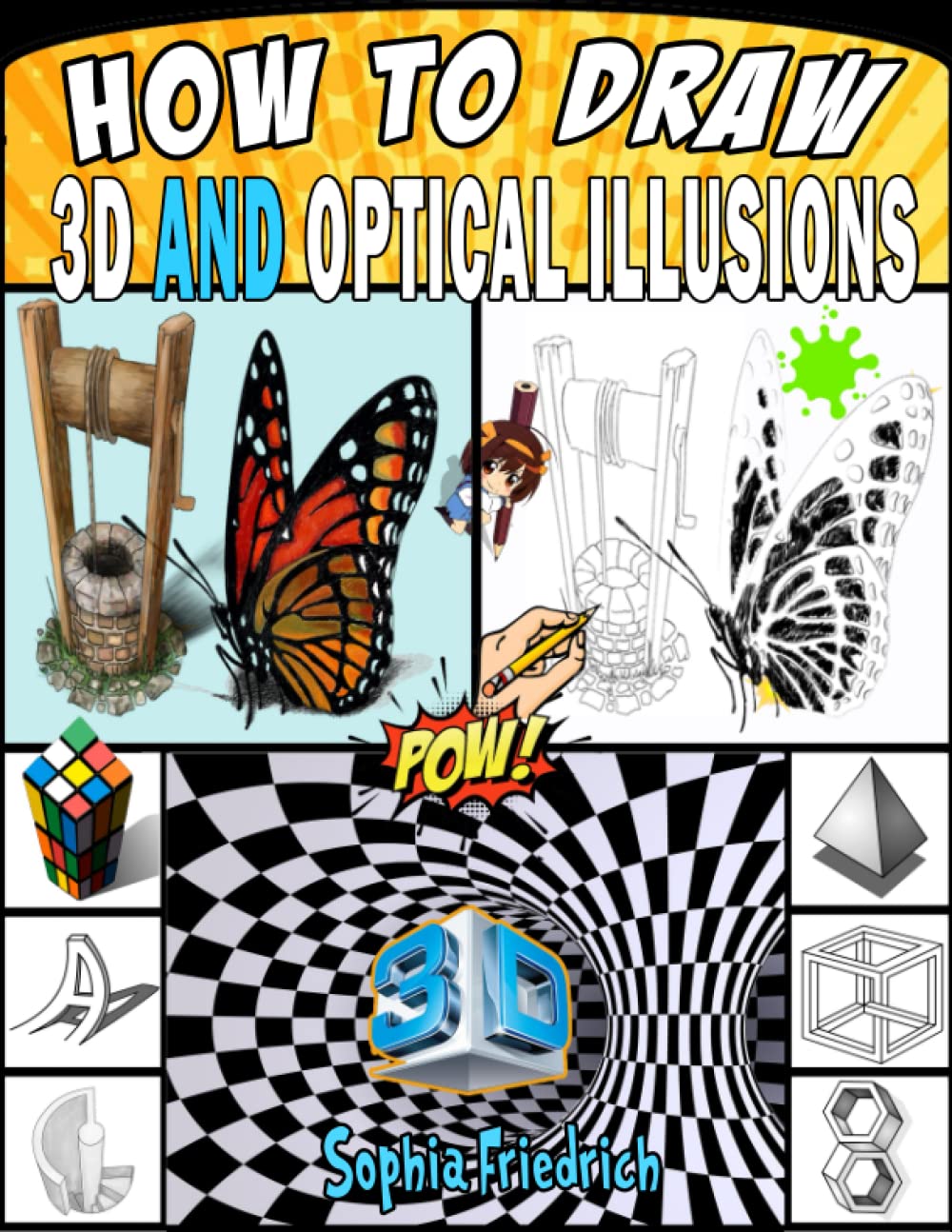 ler totalmente how to draw 3d and Optical Illusions: guide to make your own 3D art, optical illusion, Step-by-step