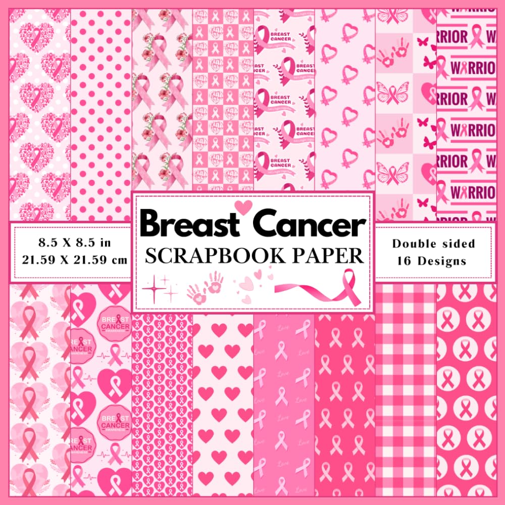 ler totalmente Breast Cancer Day Scrapbook Paper: Decorative collection of double sided breast cancer awareness pink ribbon patterned craft paper for scrapbooking,... making, collage, decoupage, and DIY projects
