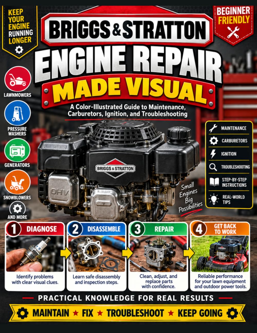 ler totalmente Briggs & Stratton Engine Repair Made Visual: A Color-Illustrated Guide to Maintenance, Carburetors, Ignition, and Troubleshooting