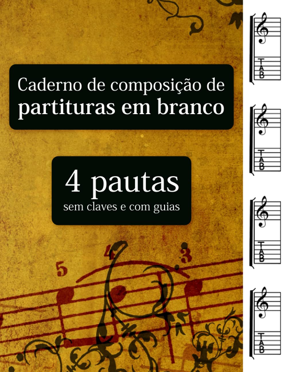 capítulo por capítulo baixar Caderno de composição de partituras em branco - 4 pautas sem claves e com guias