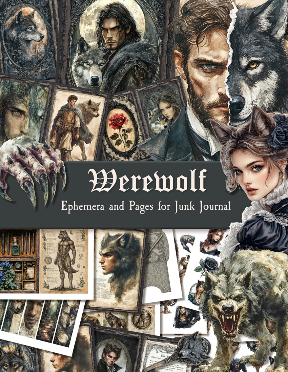 Werewolf. Ephemera and Pages for Junk Journal: Dark Fantasy Inspired Printable Collage Papers, Tags, Pockets and Fussy Cuts for Paper Crafts baixar o livro de graça