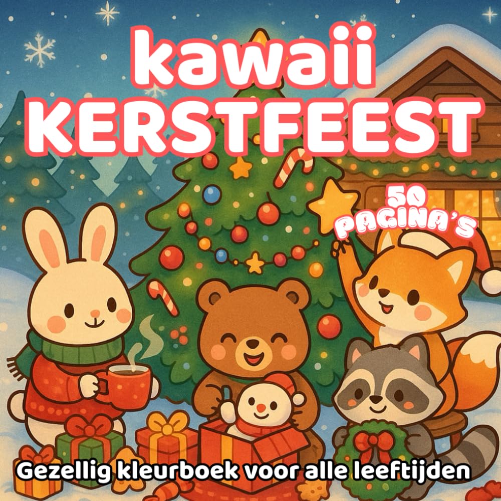 Kawaii Kerstfeest – Gezellig kleurboek voor alle leeftijden: 50 pagina’s met schattige dieren, kerstbomen, sneeuwpret en warme feestmomenten — voor kinderen, tieners en volwassenen (Dutch Edition) baixar livro de graça