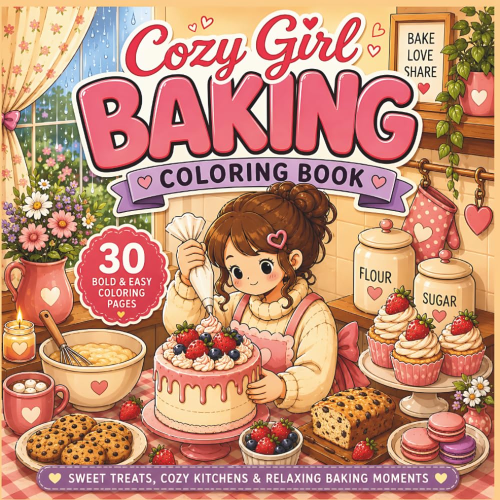 capítulo por capítulo baixar Cozy Girl Baking Coloring Book: Sweet Treats, Cozy Kitchens & Relaxing Baking Moments | Cute and Bold Easy Baking Pages Featuring Cakes, Cookies,... and Cozy Kitchen Scenes (30 Page Studio)