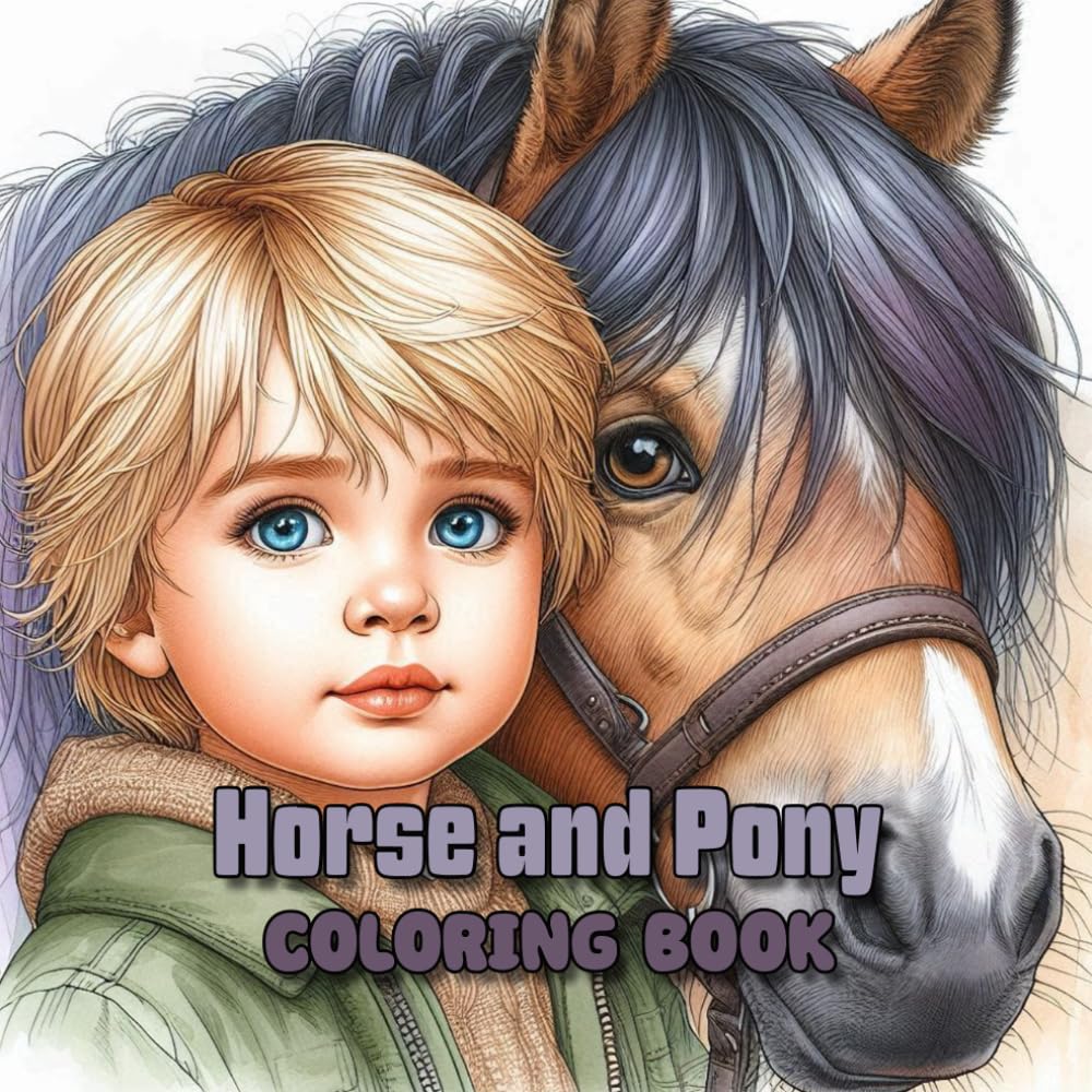 ler totalmente Horse and Pony Coloring Book: 50 adorable easy to color illustrations for kids (InkScape Coloring Books)