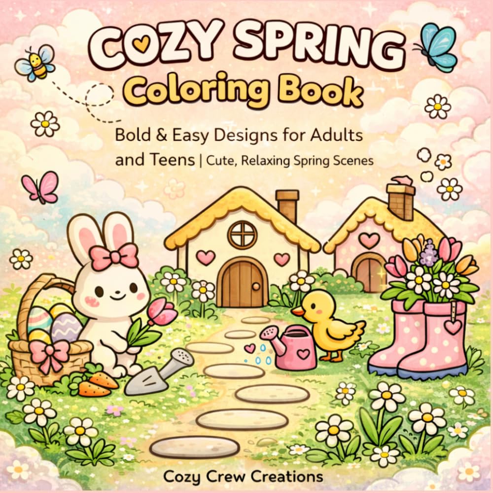 Cozy Spring Coloring Book Coloring Book for Adults: Flowers, Bunnies, Cottage Gardens & Stress Relief Designs: Relaxing Designs for Mindfulness, Spring Florals & Whimsical Cottagecore Scenes baixar o livro de graça