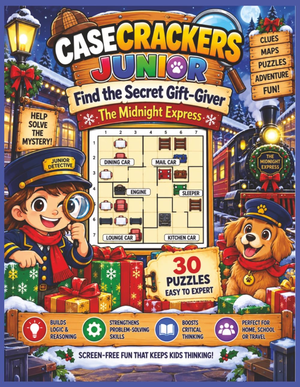 CaseCrackersJunior Find the Secret Gift-Giver The Midnight Express: 30 Logic & Deduction Puzzles for Kids from Easy to Expert with Mystery Maps,... Screen-Free Learning & Travel Game | 8.5 x 11 baixar o livro de graça