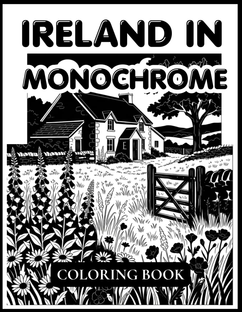 Ireland in Monochrome: Beautiful Irish Landscapes To Color For Adults and Older Teens- Single Color Needed to Reveal Stunning Black & White Artwork baixar livro de graça