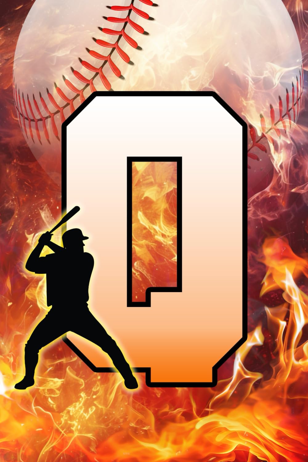ler totalmente Q: Letter "Q" Initial Baseball Player and Fire Flames Personalized Name Monogram Notebook - College-Ruled Personal Journal, Writing Pad, or Diary for Baseball Fans - 110 Pages, 6x9