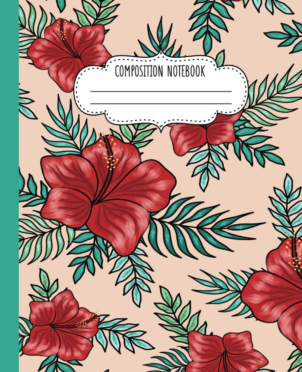 Red Hibiscus Composition Notebook: College Ruled 110-Page Aesthetic Flower's Lover Journal - Gift for Teachers and Students