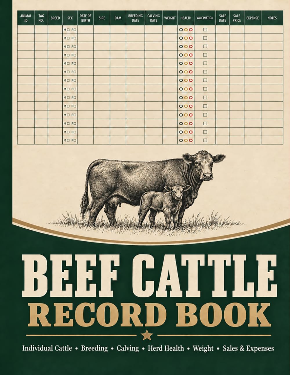 Beef Cattle Record Book: Practical Livestock Organizer For Ranchers To Document Animal IDs, Breeding, Calving, Treatments, Weights, Sales, And Expenses baixar livro de graça