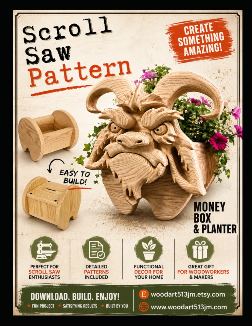 Planter & Money Box - Goat: Scroll Saw Pattern baixar livro de graça