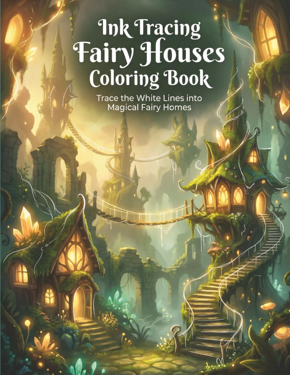 ink tracing fairy houses coloring book: Trace the White Lines into Magical Fairy Homes, Creative Drawing and Art Therapy for Relaxation, Reverse Coloring page for adults baixar o livro de graça