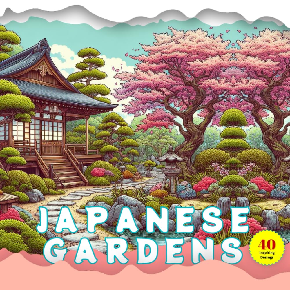 ler totalmente JAPANESE GARDENS: FIND YOUR ZEN - COLORING BOOK FOR ADULTS, TEENS, MEN, WOMEN AND SENIORS.: FIND THE WAY TO YOUR ZEN AND ELIMINATE STRESS WITH 40... TO AN OASIS OF PEACE FOR YOUR MIND AND SOUL.