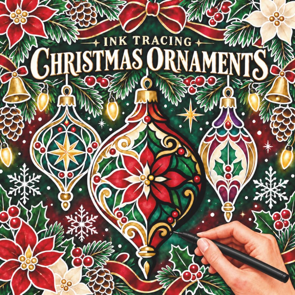 Ink Tracing Christmas Ornaments: A Bold and Easy Relaxing Ink Tracing Reverse Coloring Book with Elegant Watercolor Holiday Designs for Adults, Teens, and Seniors Christmas Gift baixar o livro de graça