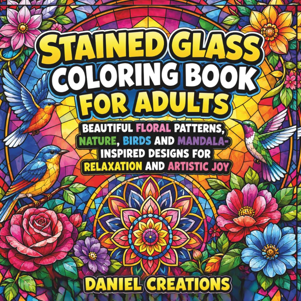 Stained Glass Coloring Book for Adults: Beautiful Floral Patterns, Nature, Birds and Mandala-Inspired Designs for Relaxation and Artistic Joy baixar o livro de graça