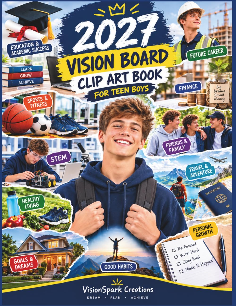 2027 Vision Board Clip Art Book for Teen Boys: Dream Beyond Today, Take on New Challenges and Shape Your Own Story baixar o livro de graça