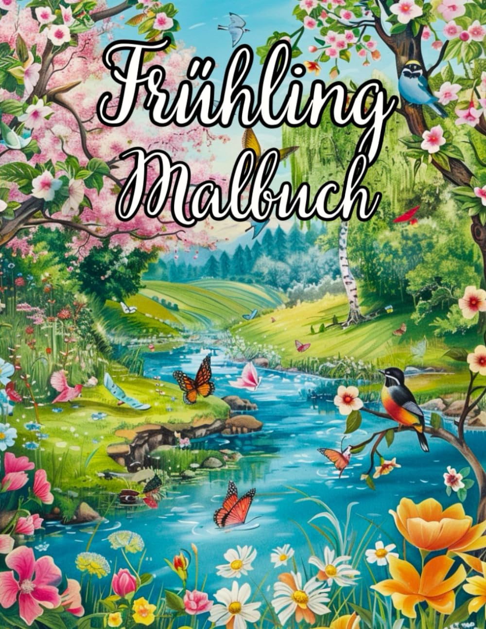 ler totalmente Frühling Malbuch: Frühlings-landschaften, Pflanzen und Blumen Muster: Stressabbau und Entspannung Für Erwachsene und Jugendliche (German Edition)
