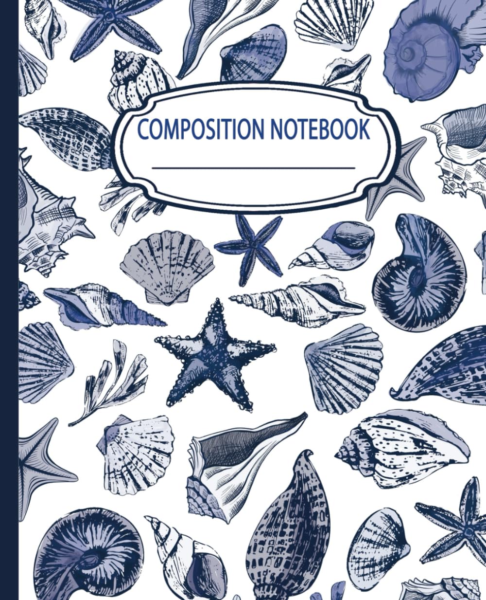 ler totalmente Composition Notebook College Ruled: Coastal Blues Seashell Sea Life Illustration | 7.5" x 9.25” Cute Ocean Aesthetic Journal with 120 Pages for Boys, Girls, Teens and Adults | Seaside Collection