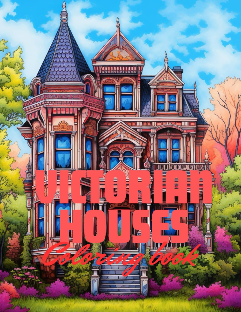 Victorian houses: Coloring book for adults 200 pages
