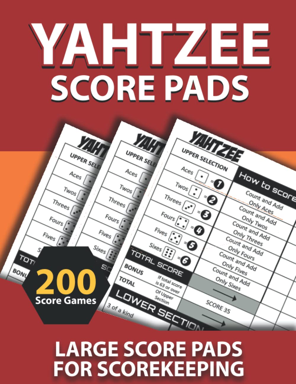 ler totalmente Yahtzee Score Pads: 200 Score Games, Large Yahtzee Sheets For Scorekeeping. These Large Print Yahtzee Pads Are Very Easy To Record Your Score.