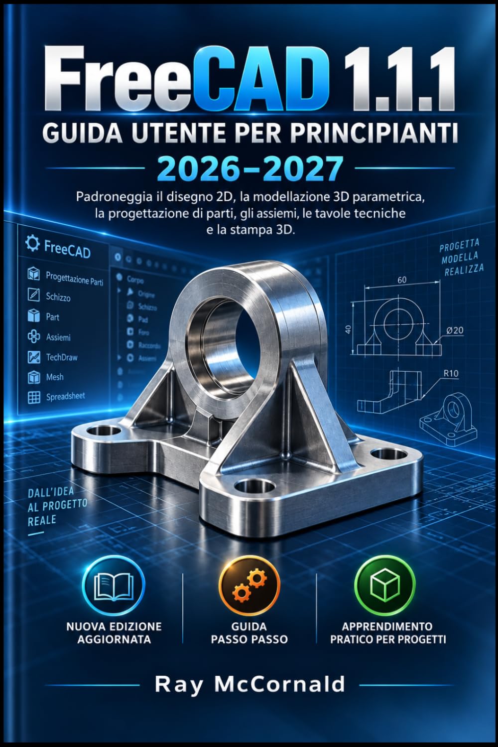 ler totalmente FreeCAD 1.1.1 Guida utente per principianti 2026-2027: Padronanza del disegno 2D, della modellazione 3D parametrica, della progettazione di... tecnici e della stampa 3D. (Italian Edition)