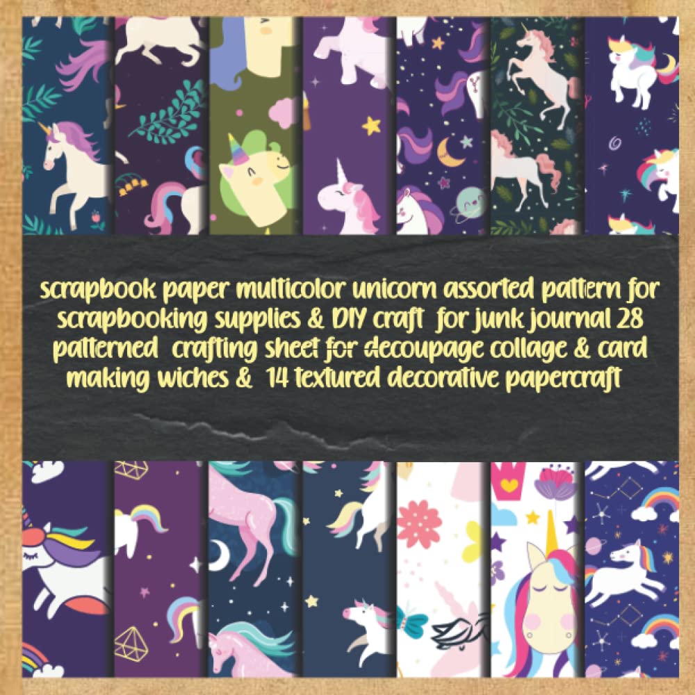 scrapbook paper multicolor unicorn assorted pattern for scrapbooking supplies & DIY craft for junk journal 28 patterned crafting sheet for decoupage... wiches & 14 textured decorative papercraft baixar livro de graça