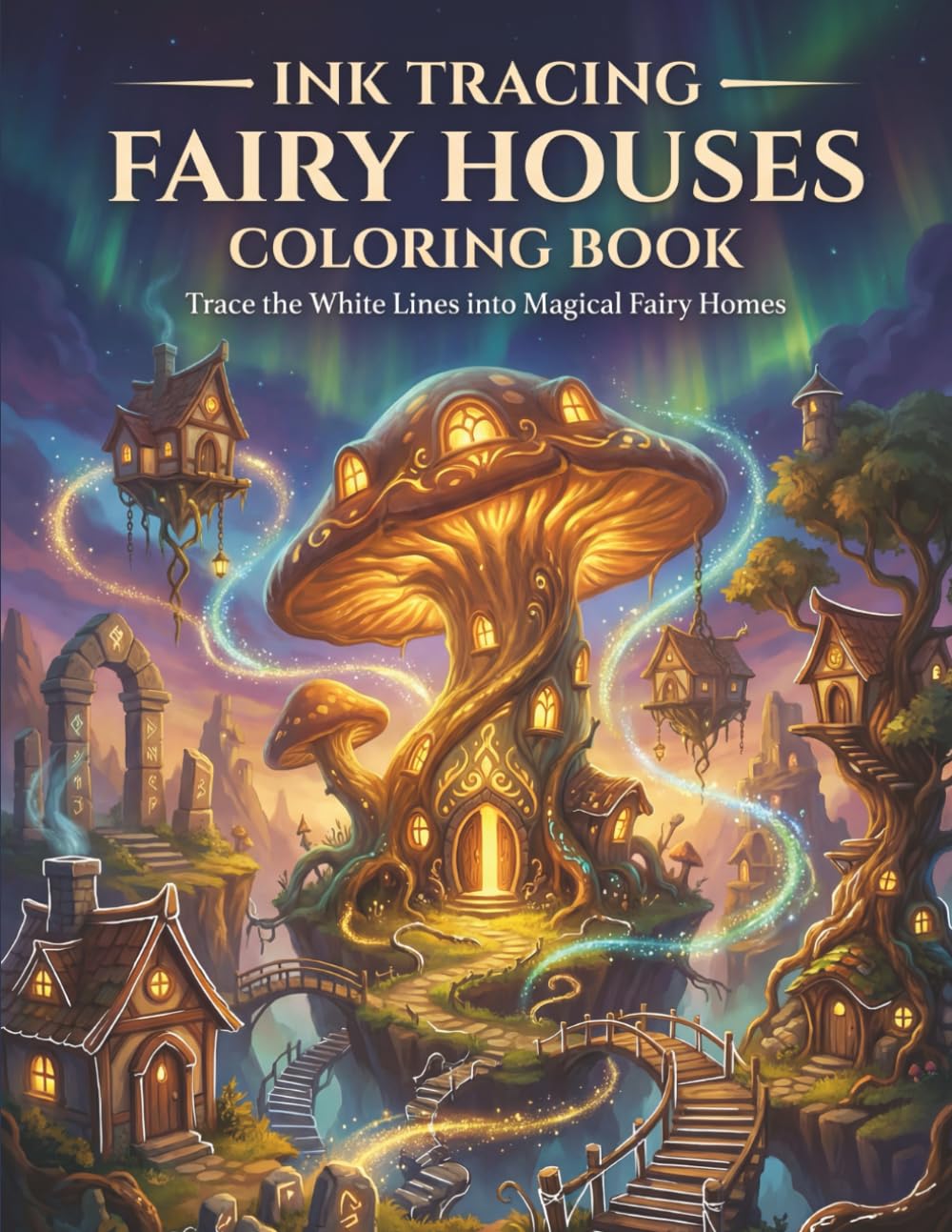 ink tracing fairy houses coloring book: Trace the White Lines into Magical Fairy Homes, Creative Drawing and Art Therapy for Relaxation, Reverse Coloring page for adults baixar o livro de graça