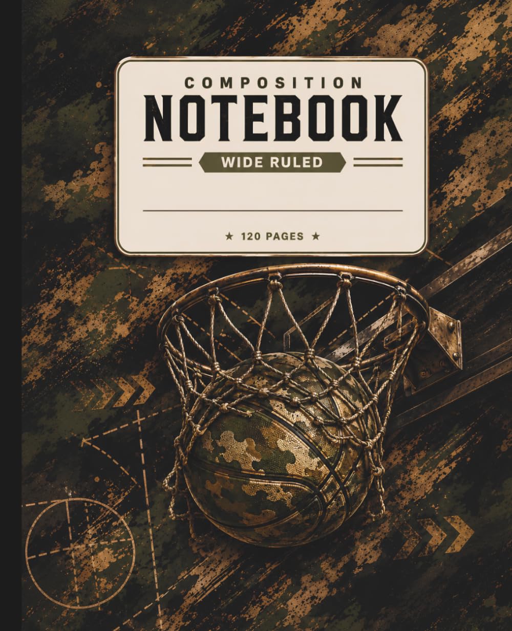 Camouflage Basketball Wide Ruled Notebook for Boys, Kids, and Youth Athletes: Sports Composition Book for School Notes, Homework, Practice Planning & Student Writing