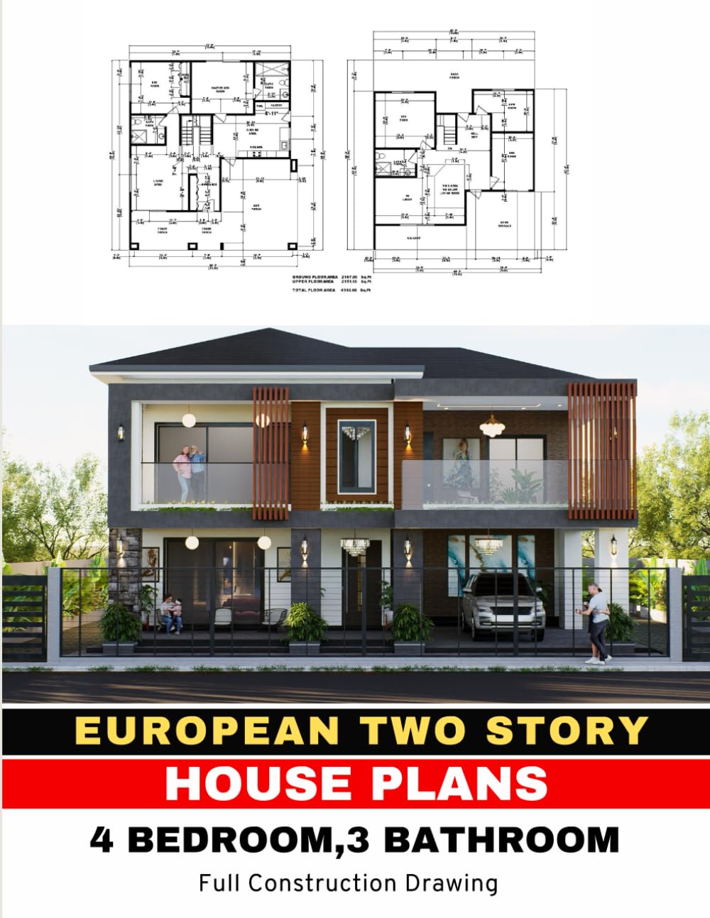 European Two story house plan set: 4 Bedroom & 3 Bathroom: With all construction details baixar livro de graça