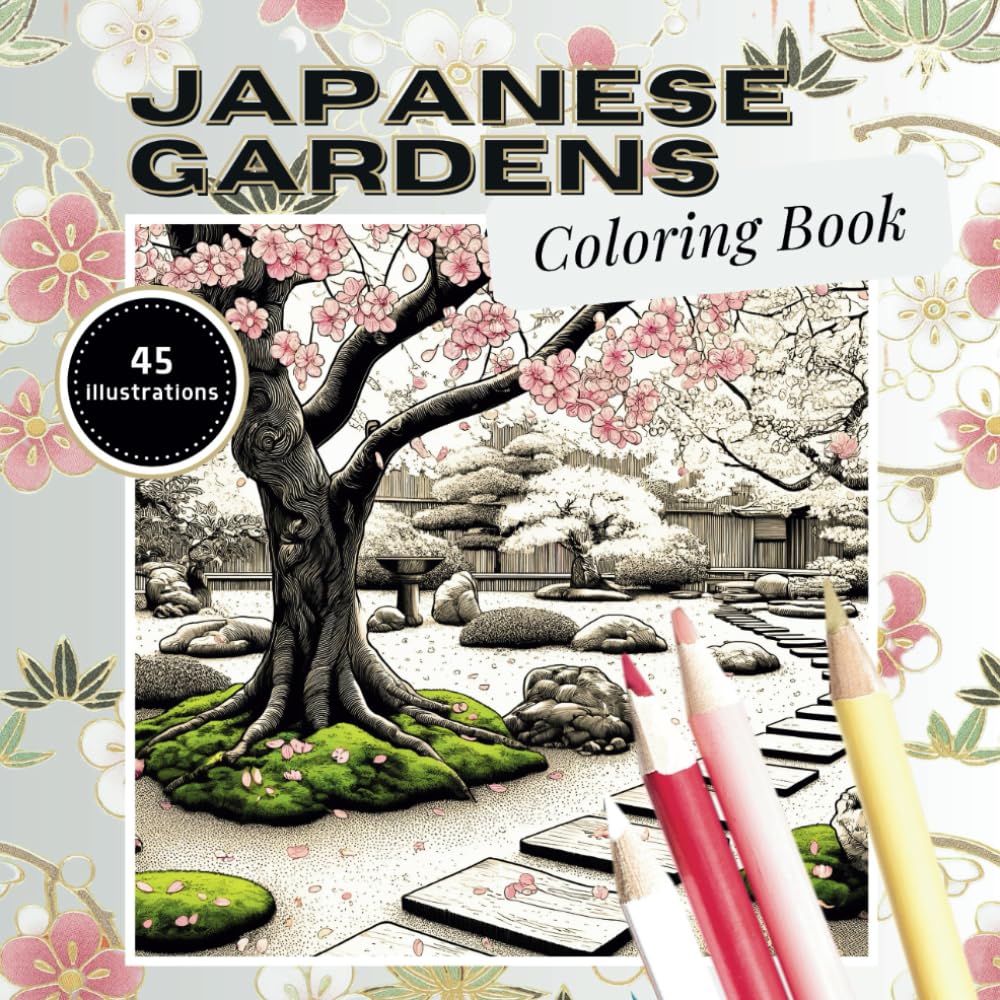ler totalmente Japanese Gardens Coloring Book: A Coloring Journey into the Beauty of Zen Landscapes
