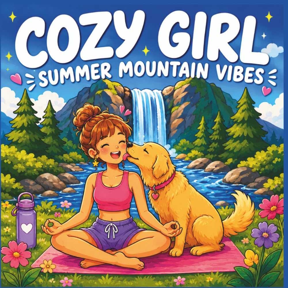 ler totalmente Cozy Girl Summer Mountain Vibes: Coloring Book for Women and Teens with Cozy Summer Adventures, Mountain Escapes, Cute Animals and Relaxing Vacation Moments