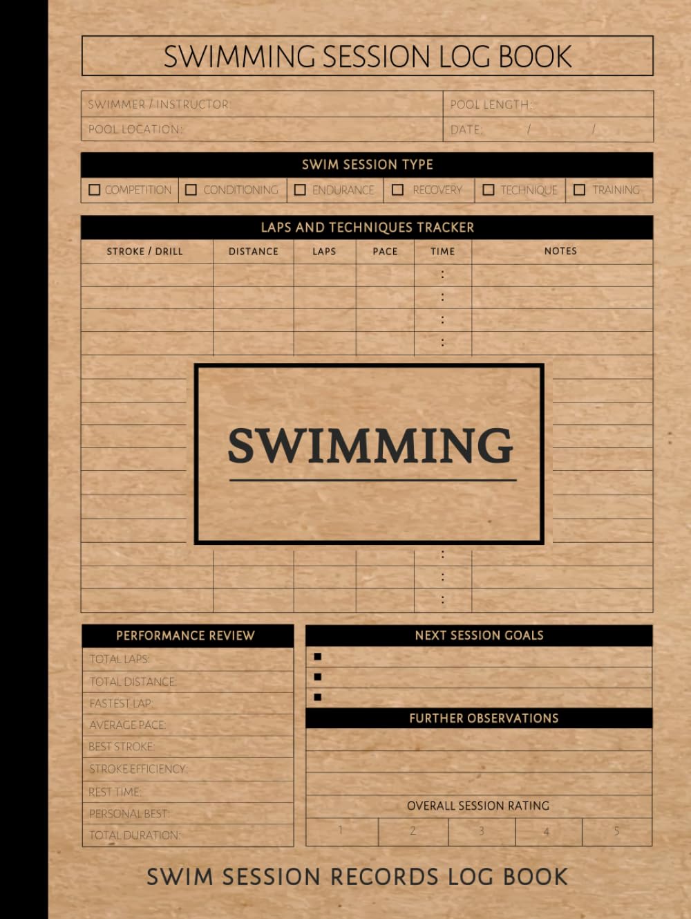 ler totalmente Swim Session Record Log Book: Swimming Journal. Track Every Stroke. Ideal for Swimmers, Instructors, and Watersports Enthusiasts