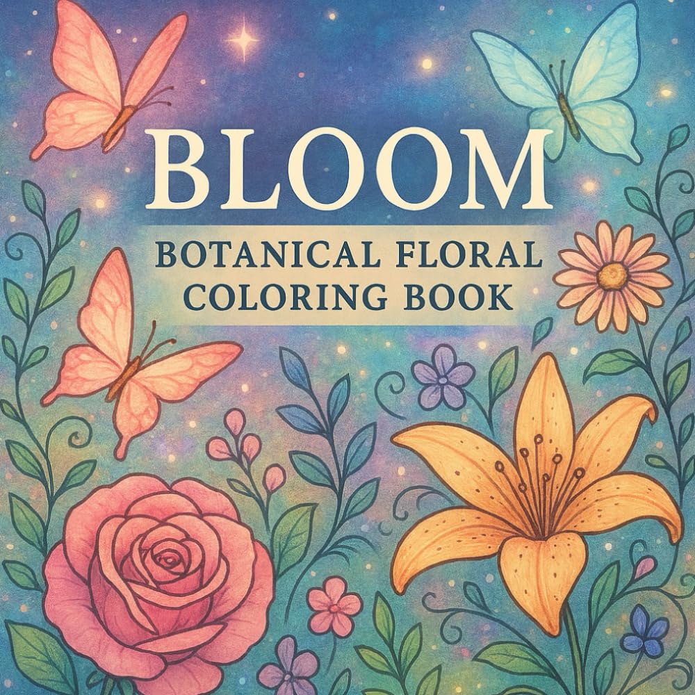ler totalmente Bloom: Botanical Floral Coloring Book for Adults: Over 46 Relaxing Flower and Garden Designs for Stress Relief, Mindfulness, and Creative Coloring Fun