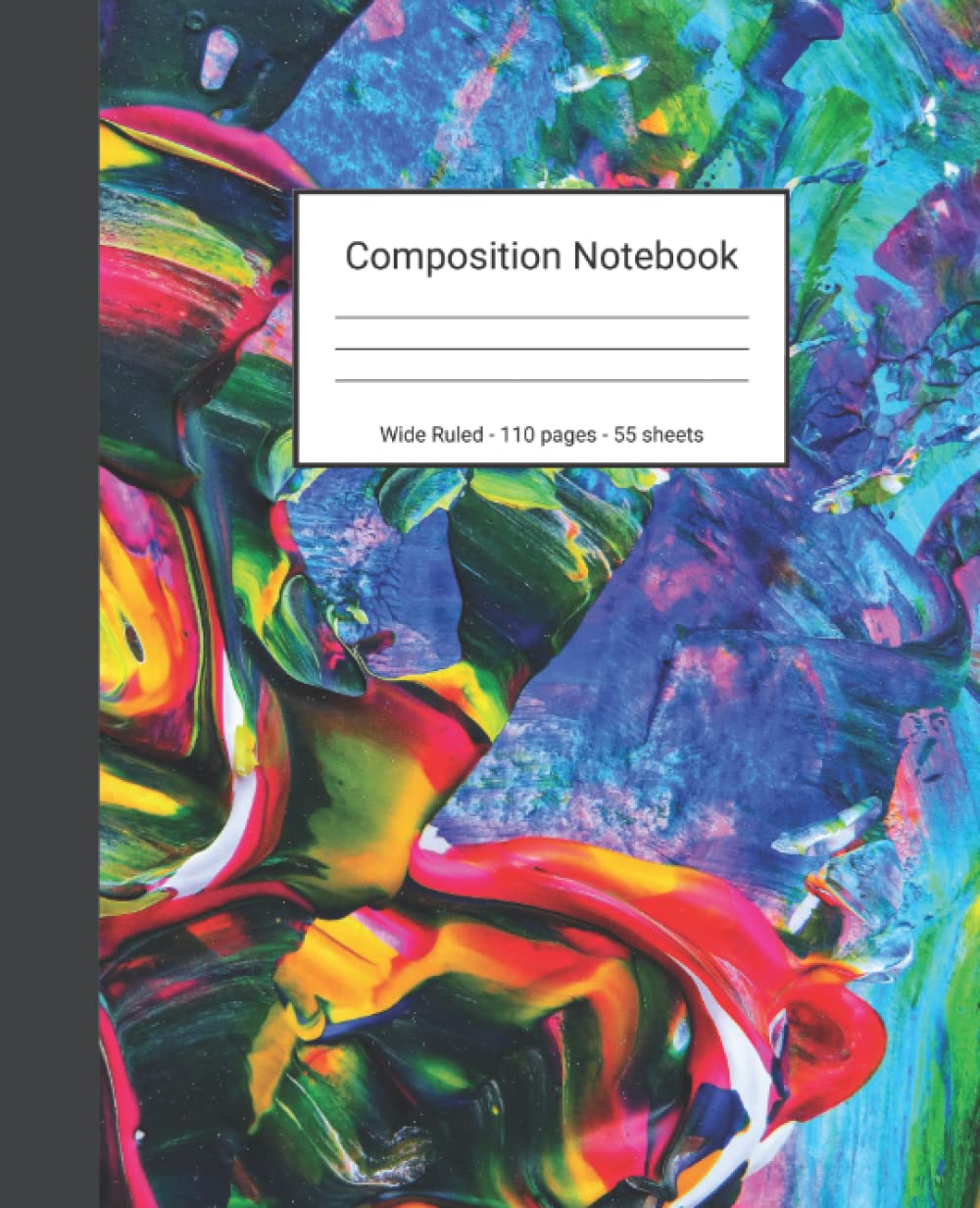 ler totalmente Composition Notebook: Wide Ruled Paper Notebook Journal - Blue Red And Green Abstract Painting - Blank Wide Lined Workbook