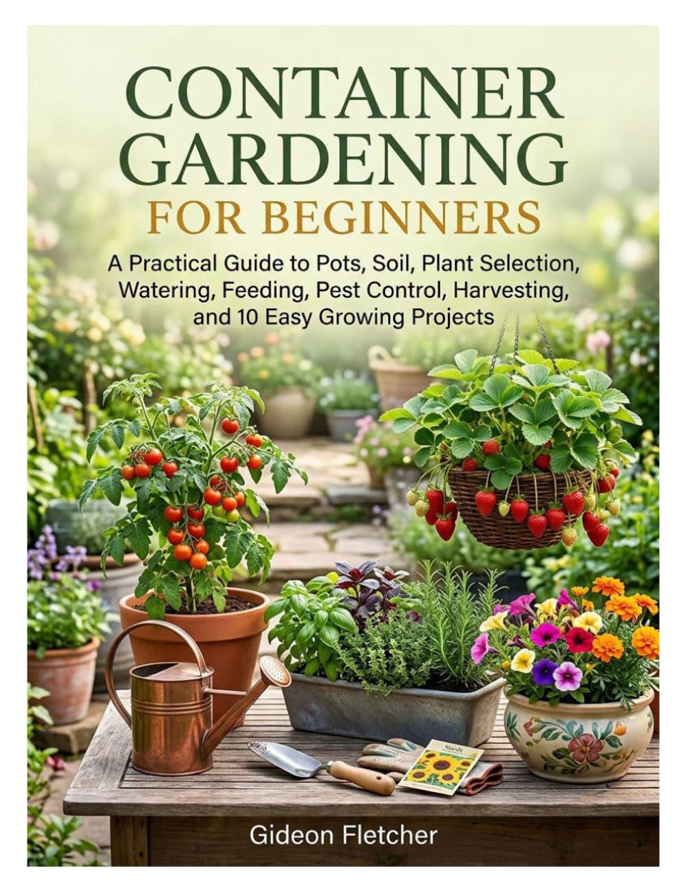 ler totalmente CONTAINER GARDENING FOR BEGINNERS: A Practical Guide to Pots, Soil, Plant Selection, Watering, Feeding, Pest Control, Harvesting, and 10 Easy Growing Projects