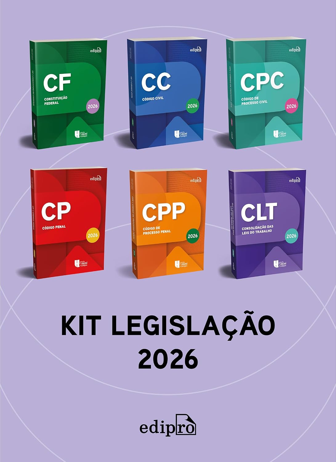 Kit Legislação 2026 – Constituição Federal 2026 + CLT 2026 + Código Civil 2026 + Código de Processo Civil 2026 + Código Penal 2026 + Código de Processo Penal 2026