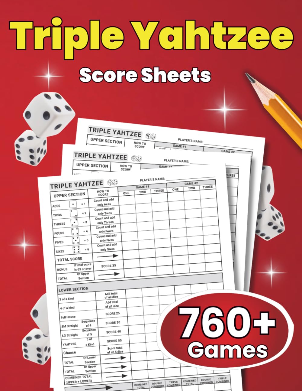 Triple Yahtzee Score Sheets: 130 pages Large print for scorekeeping, with perfect size of 8.5x11 inches baixar livro de graça