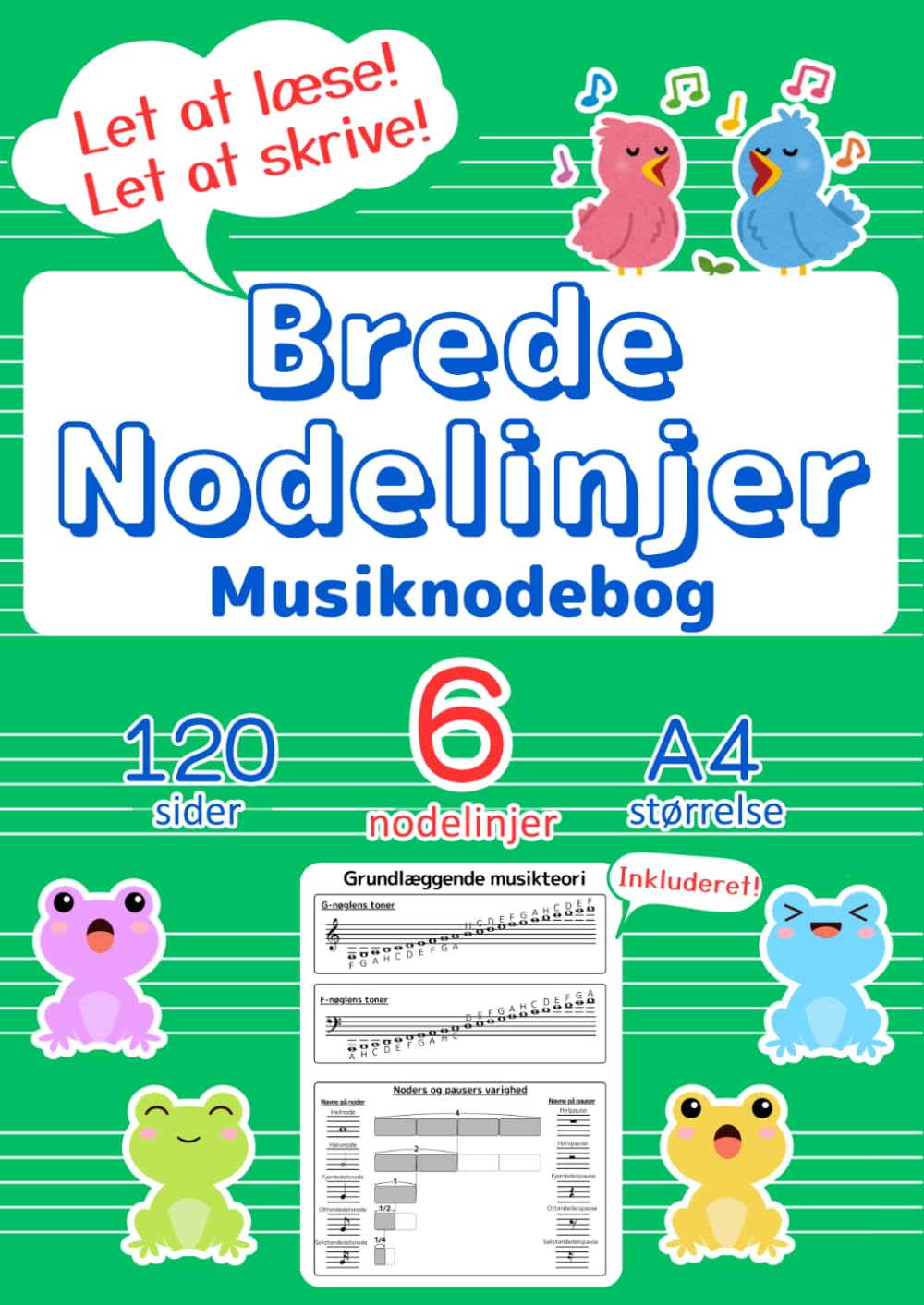capítulo por capítulo baixar Musiknodebog til børn — A4, 6 brede nodelinjer, 120 sider: Perfekt til begyndere med musikteori, nodeøvelser og musikundervisning – 6 brede nodelinjer pr. side (Grøn)