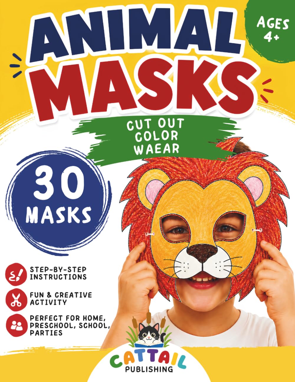 ler totalmente Animal Mask Craft Book: 30 Fun Masks to Make Yourself - Color, Cut Out & Wear - Creative Play - Classroom Activities - Fun Craft Activity Book for Preschool, Kindergarten, Homeschool & Parties