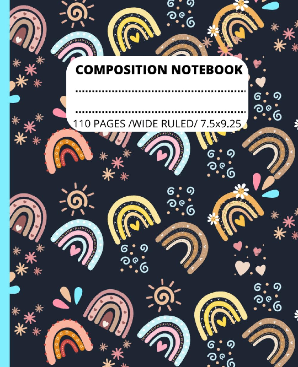 Composition Notebook Wide Ruled: Cute Boho Rainbow Pattern: Preppy Notebook for Kids, Teens, Students baixar livro de graça