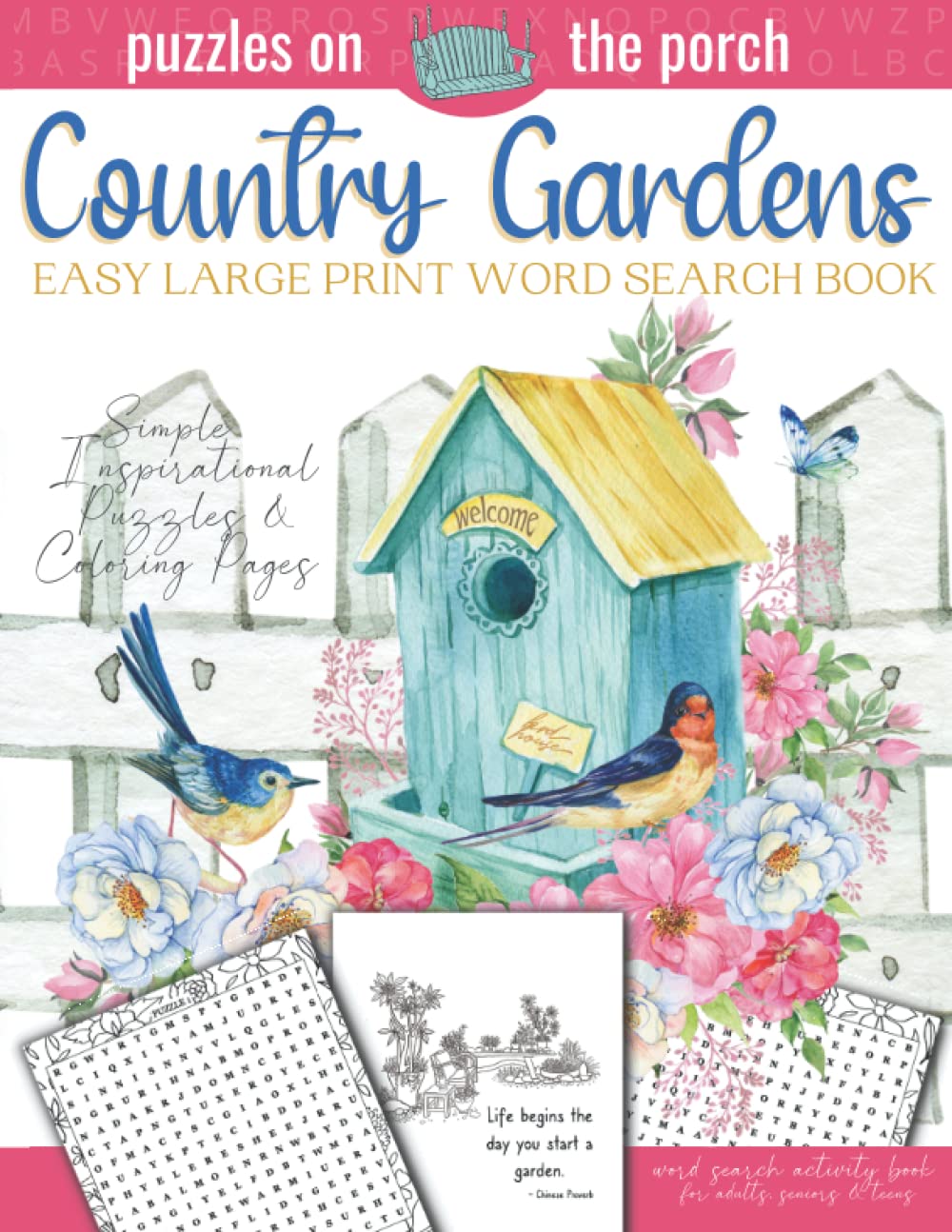 ler totalmente Country Gardens: Large Print Easy Word Search Book For Adults: Simple Inspirational Puzzles & Coloring Pages: A Pretty Word Search Activity Book Gift... Seniors & Teens (Word Search For Adults)