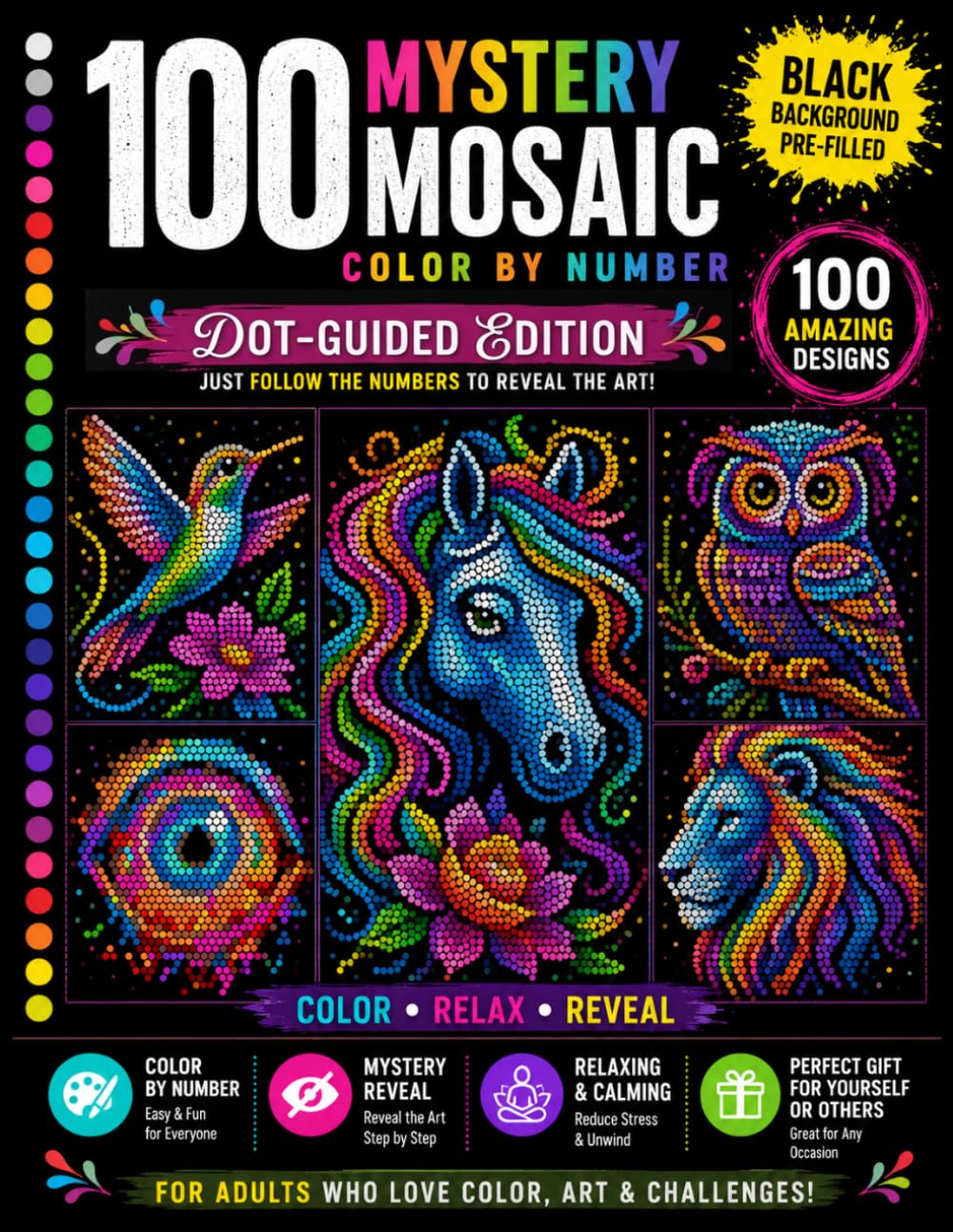 100 Mystery Mosaic Color by Number: Hidden Picture Puzzles Featuring Animals, Nature, Fantasy and Everyday Wonders for Adults baixar livro de graça