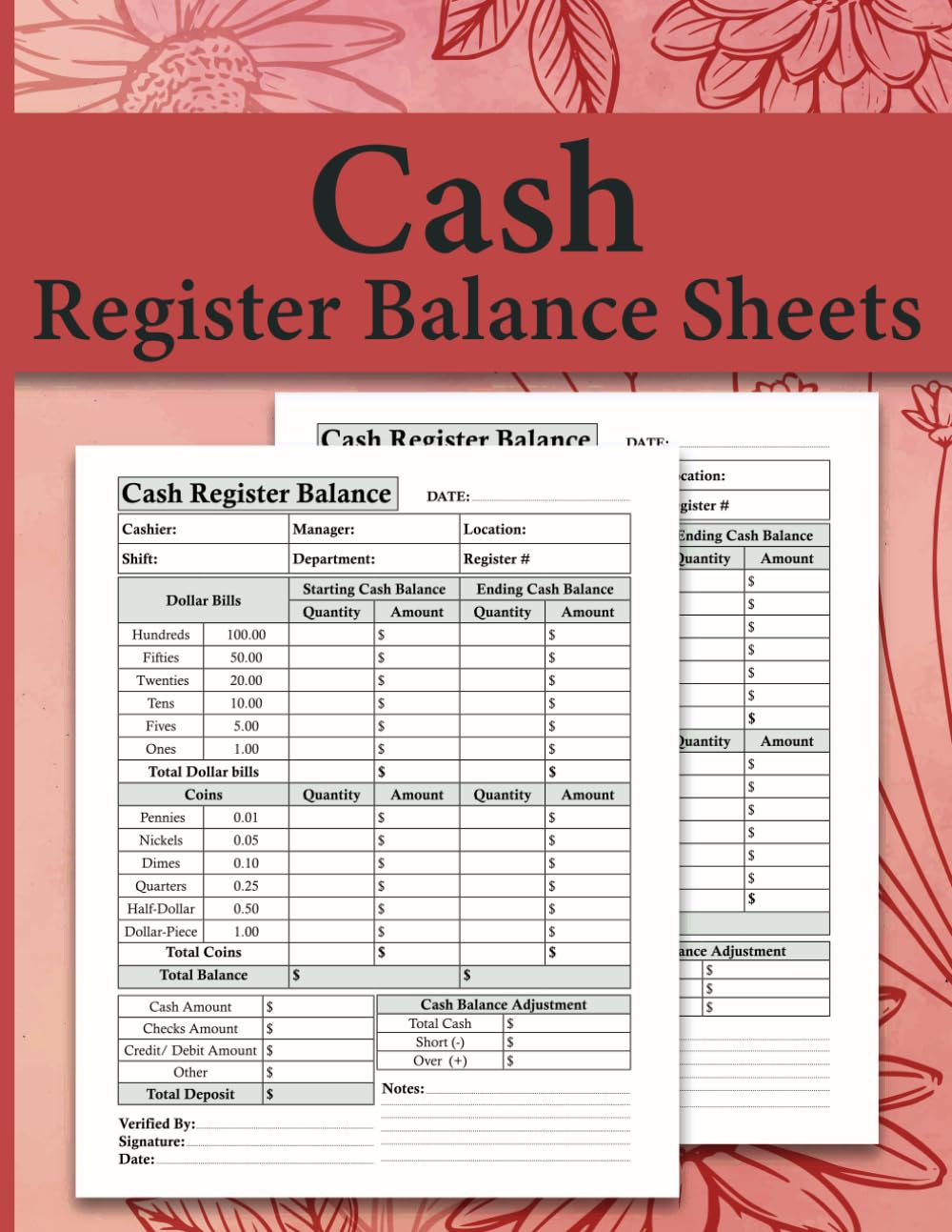 Cash Register Balance Sheets: Daily Drawer Count Log Book For Cashier | Counting Currency, Coin, And Deposit Record Forms baixar livro de graça
