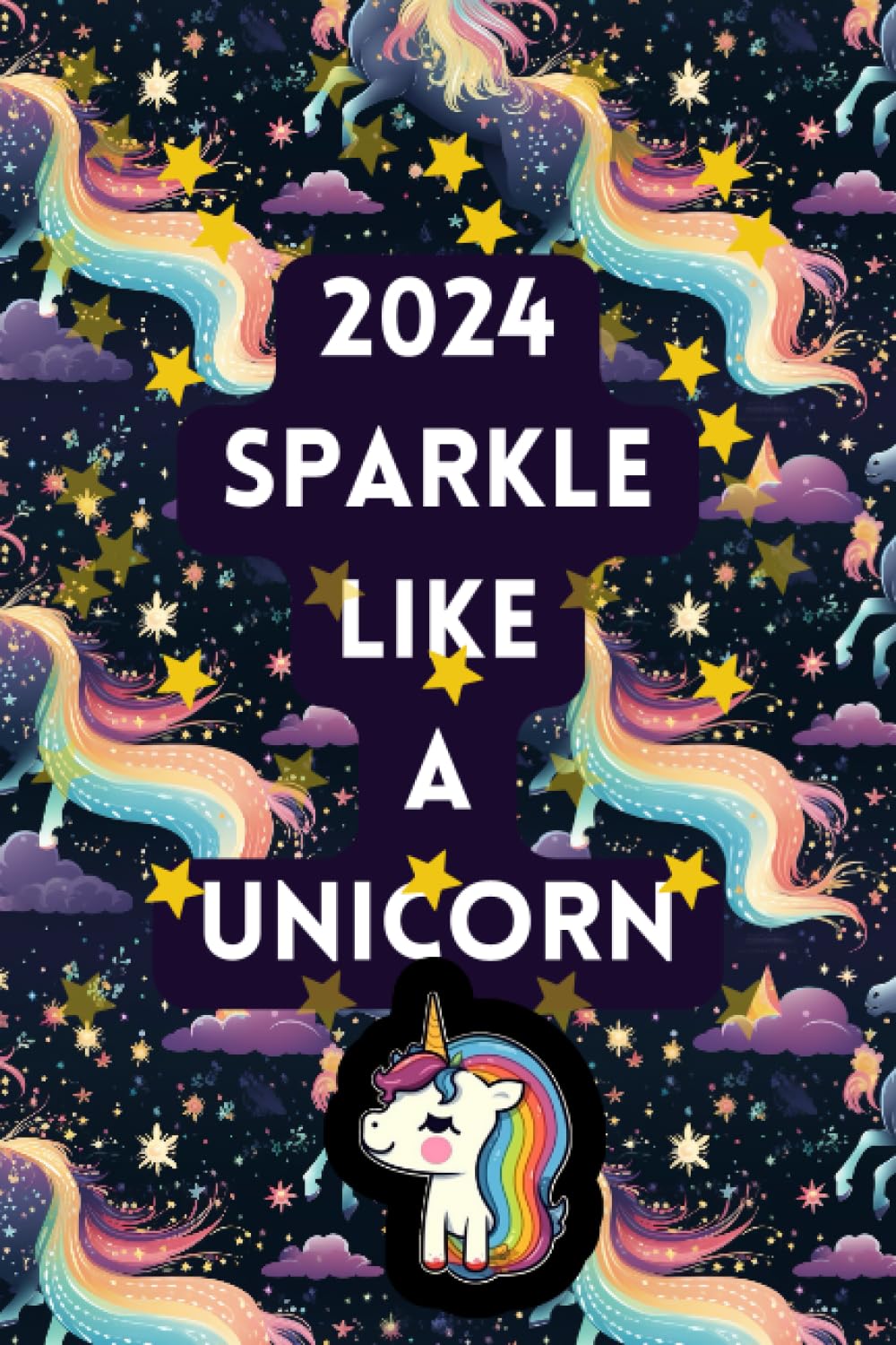 ler totalmente Cute 2024 Twinkle Sparkle Unicorn Fantasy Weekly Planner Design 3